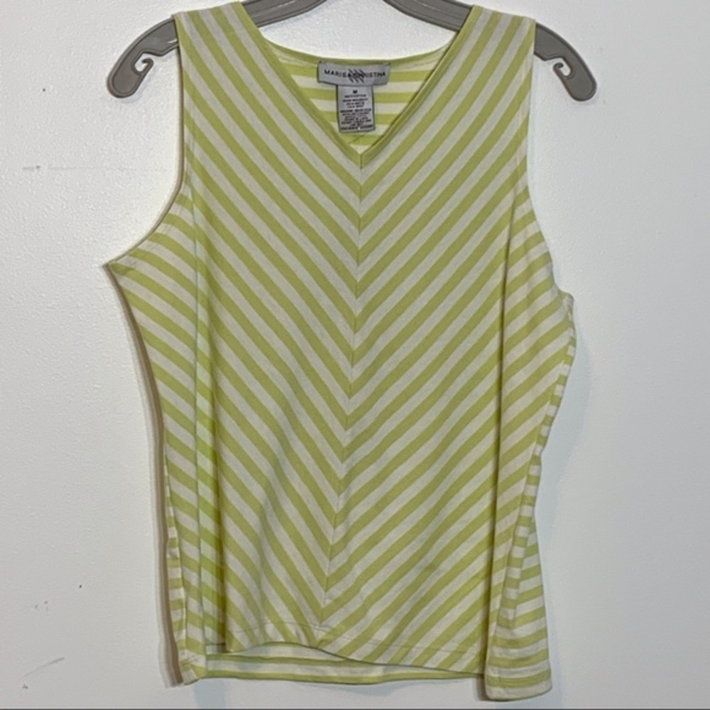 NWT Chartreuse and White Striped Sleeveless‎ Blouse